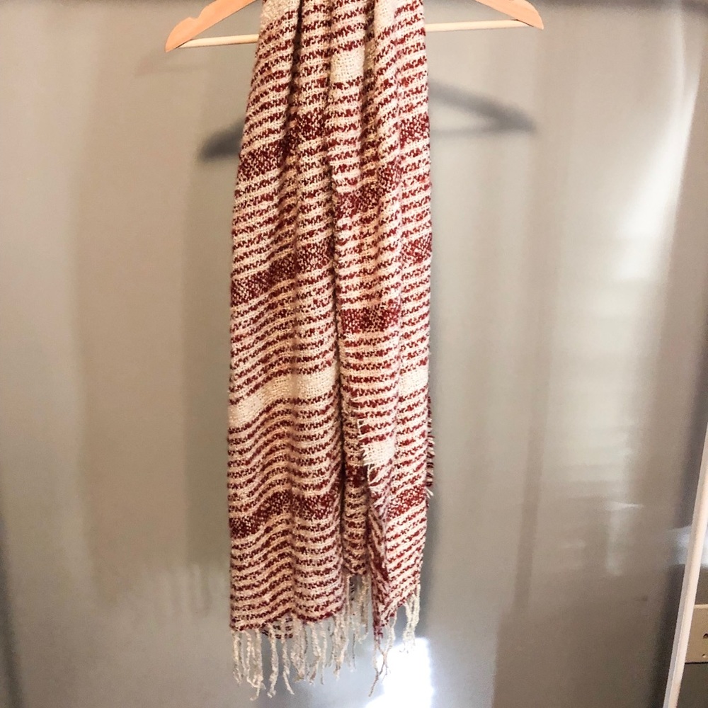 Long Red & Cream Scarf